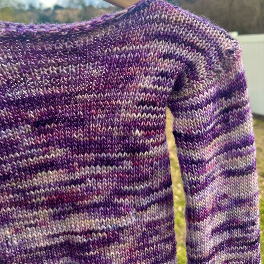 Handmade one of a kind purple knit sweater! - Picture 5 of 6